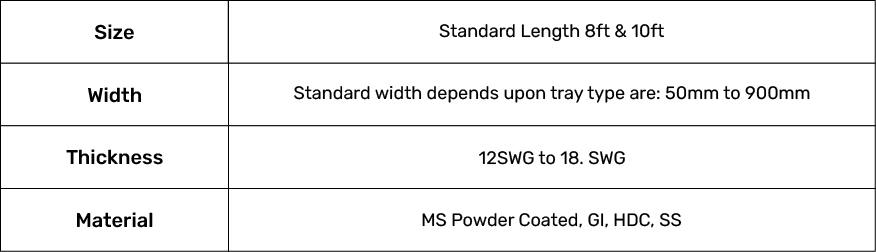 Specifications & Dimensions Table